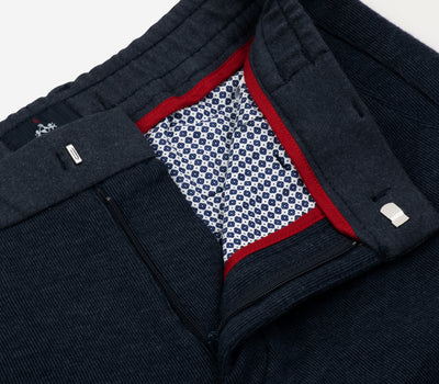Stretch Knitted Navy Stripe Pants
