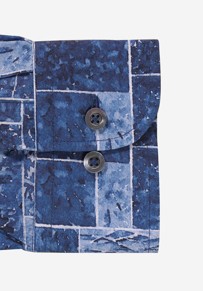 Blue Patterned Poplin Shirt - Limited Edition