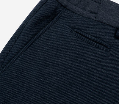 Stretch Knitted Navy Stripe Pants