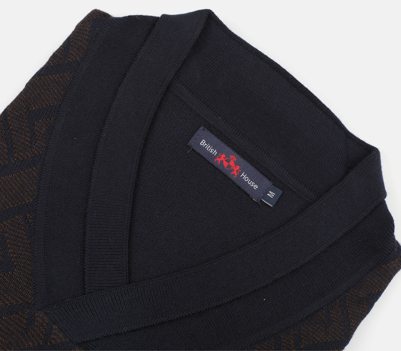 Navy Brown Cotton Viscose