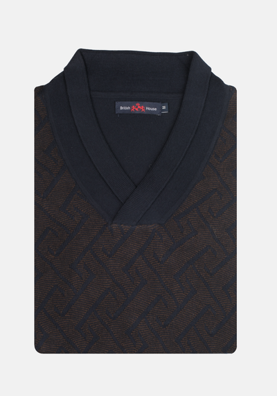 Navy Brown Cotton Viscose