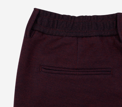 Stretch Knitted Burgundy Stripe Pants