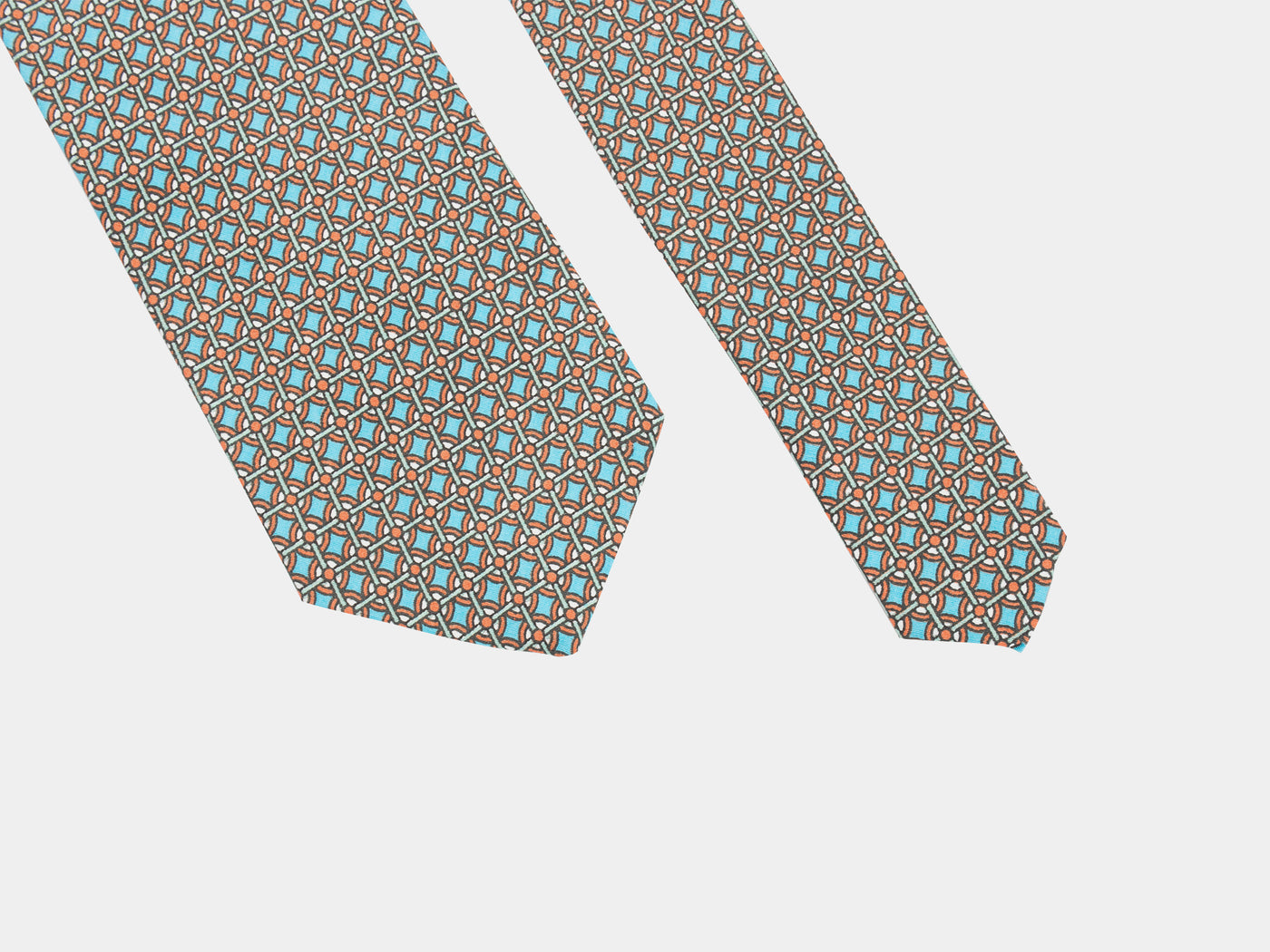 Orange Blue Print Micro Fiber Tie