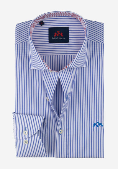 Deep Blue Stripe Poplin Shirt
