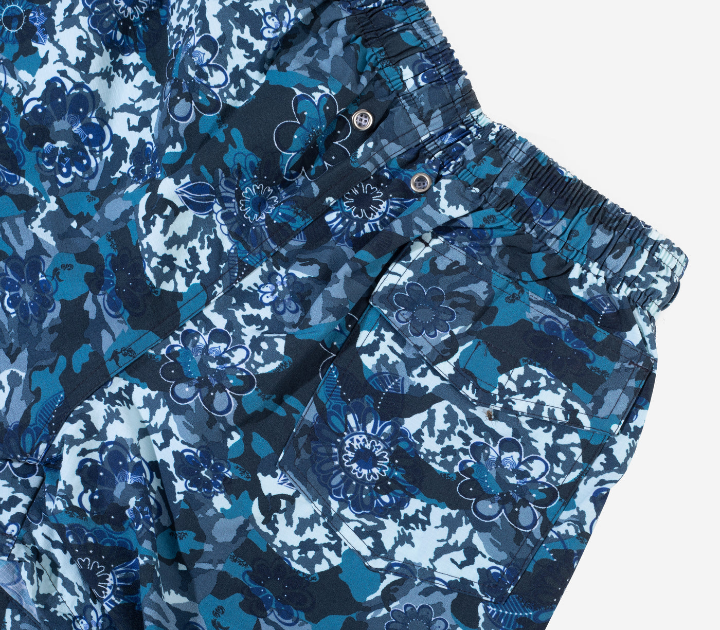 Navy Blue Floral Swim Shorts