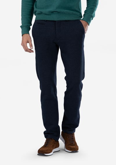 Stretch Knitted Navy Stripe Pants