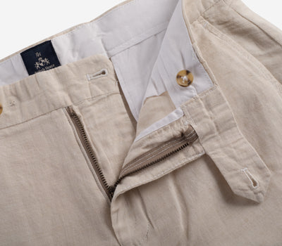 Light Beige Cotton Linen Short