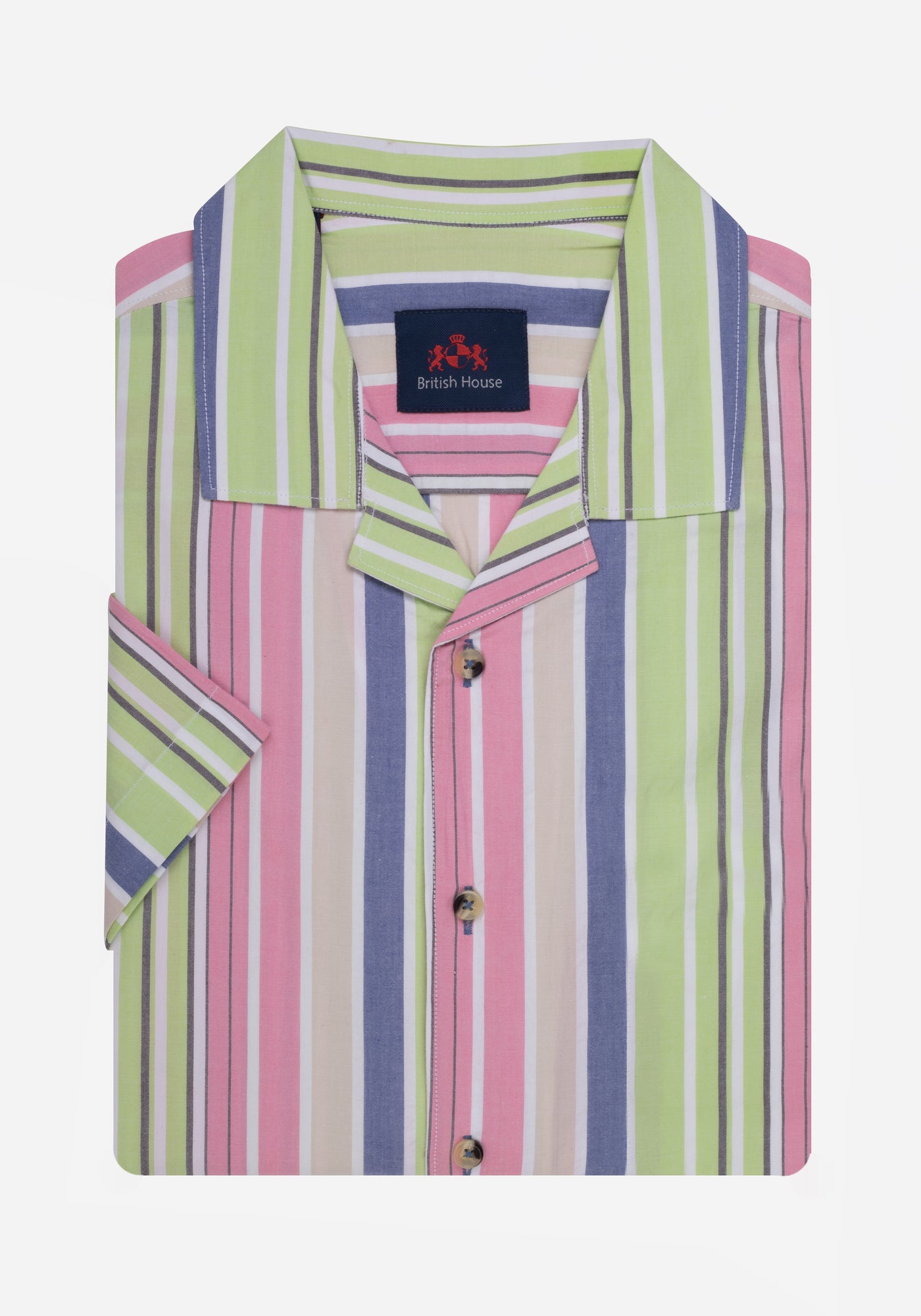 Green Rose Stripe Resort Seersucker Shirt - Short Sleeve