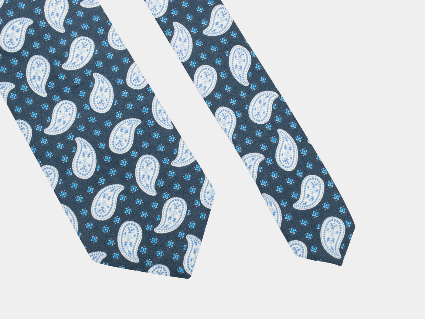 Blue Leaf Print Micro Fiber Tie