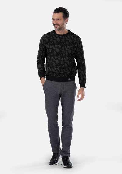 Black White Cotton Sweatshirt
