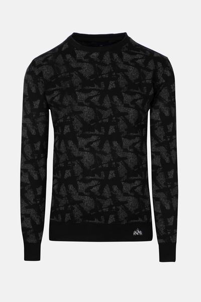 Black White Cotton Sweatshirt