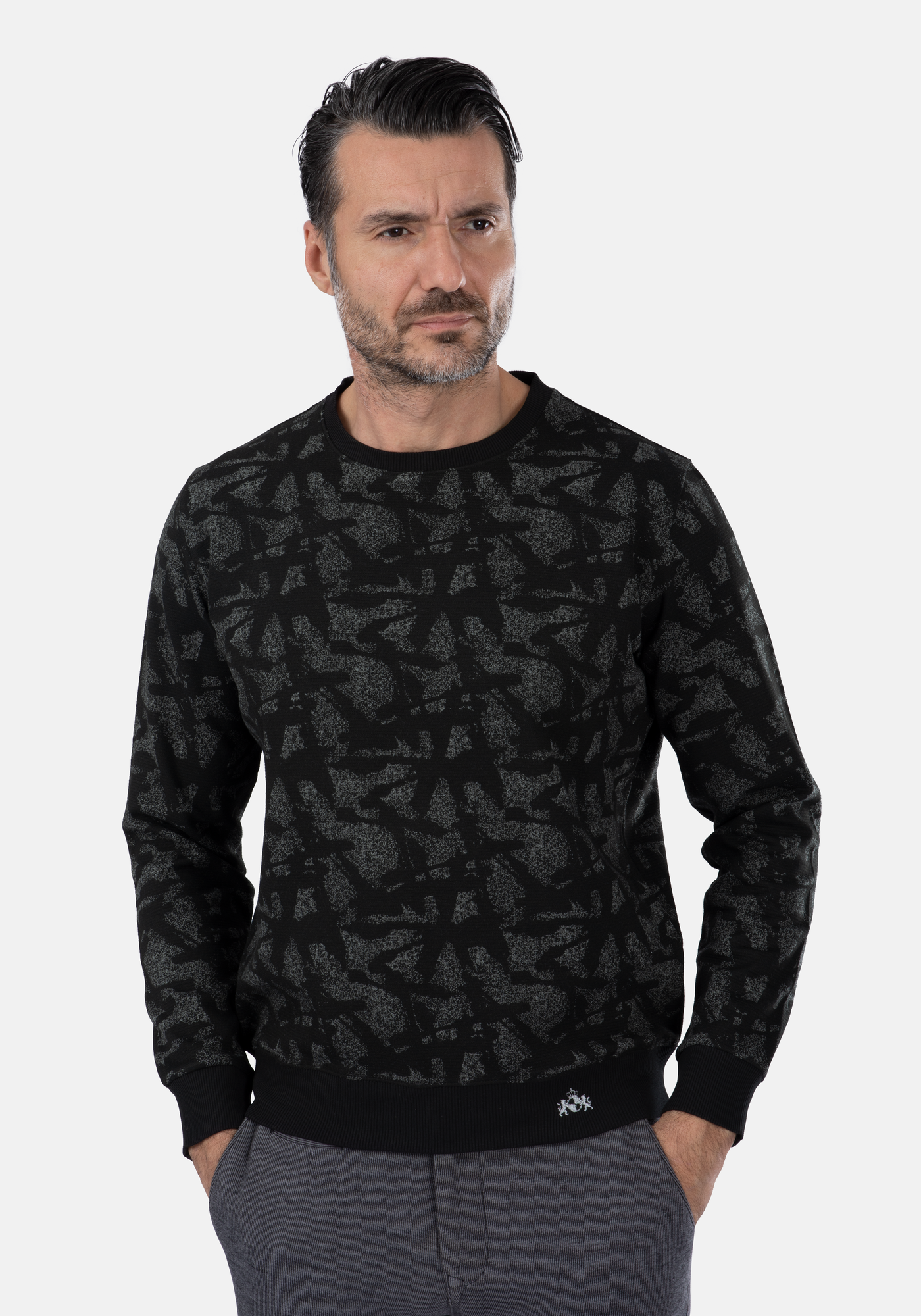 Black White Cotton Sweatshirt