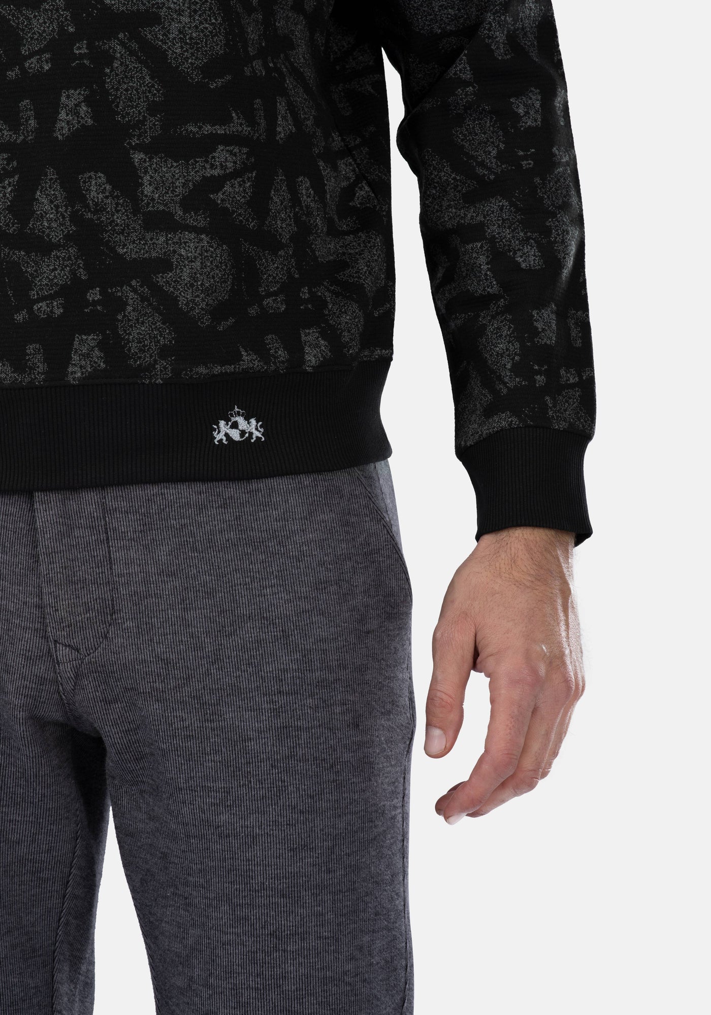 Black White Cotton Sweatshirt