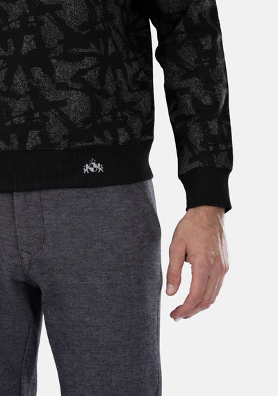 Black White Cotton Sweatshirt