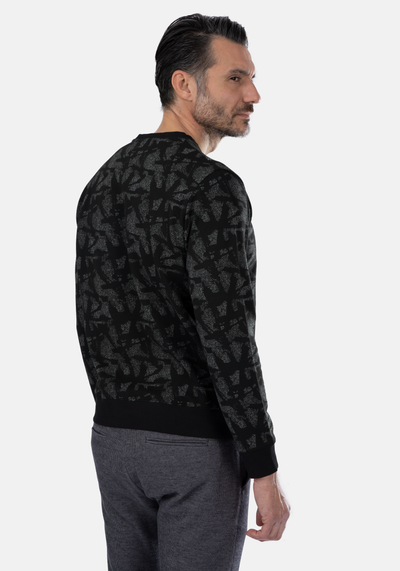 Black White Cotton Sweatshirt