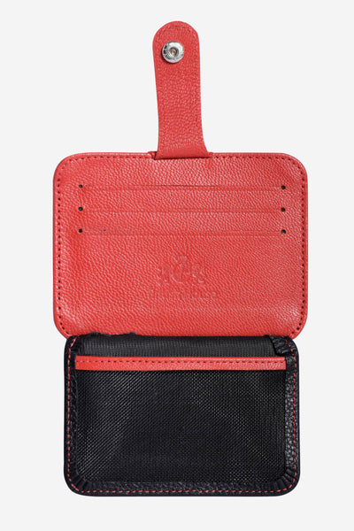 WAL001 / Red Black Leather Card Holder