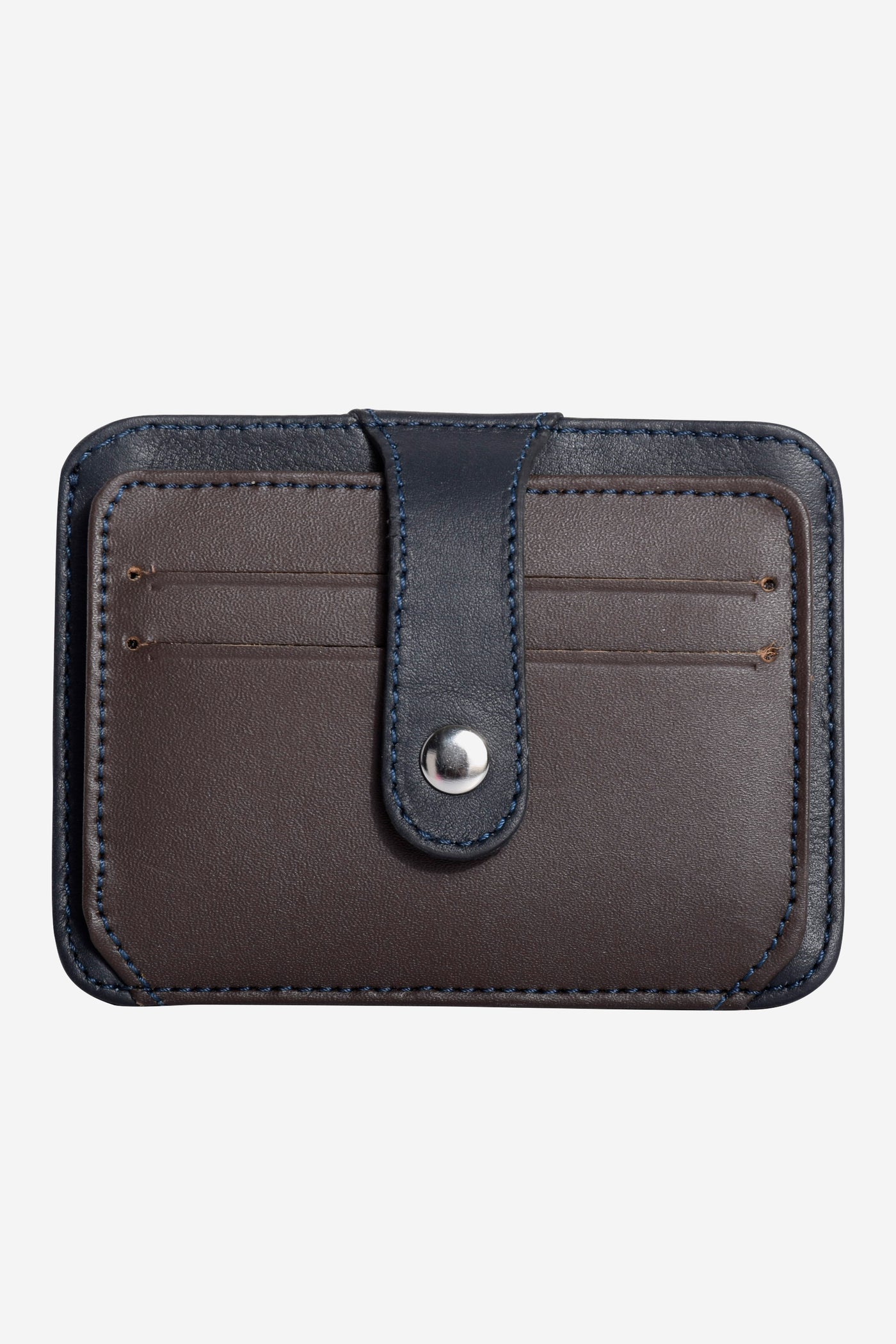 Navy Brown Genuine Leather Card Holder