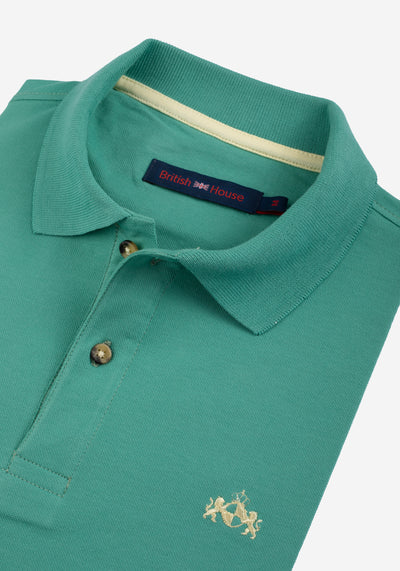 Viridian Green Cotton Lycra Polo Shirt