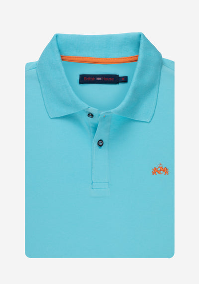 Turquoise Cotton Lycra Polo Shirt